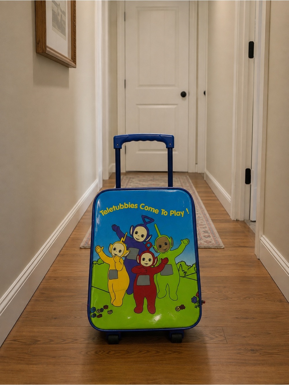 Y2K Vintage Teletubbies Green & red Rolling Suitcase Travel Luggage Carry On